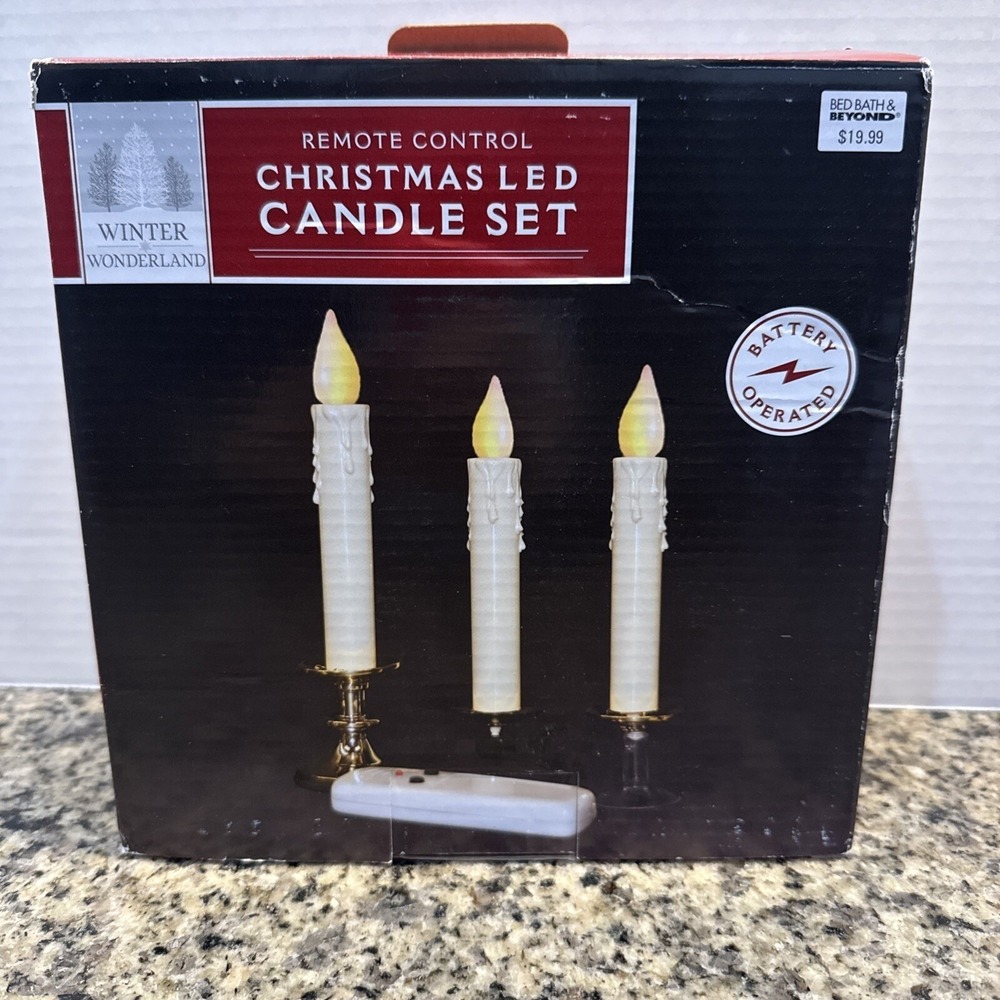 Christmas Candle LED Lights Set Of 3 Flameless Taper‎ Candles With Remote